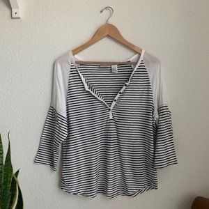 zenergy | stripe henley 3/4 tee